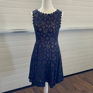 Navy lace fit and flare dress